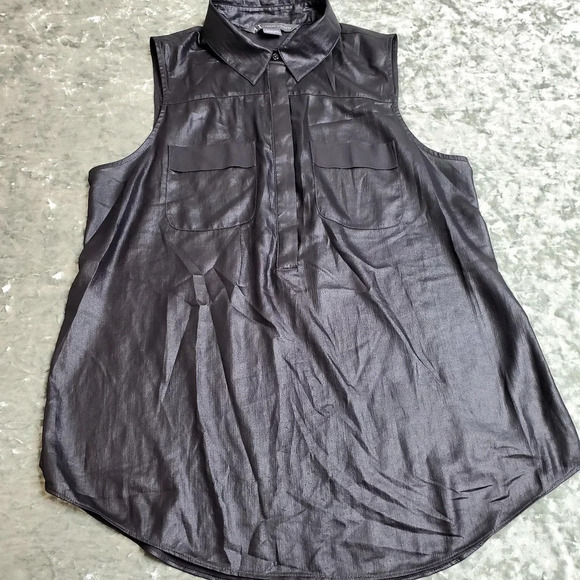 Armani Exchange Metallic Black Sleeveless Blouse - Picture 2 of 10
